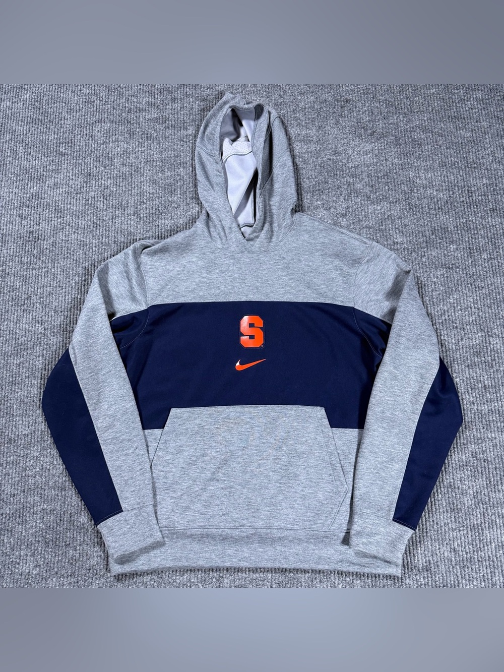 Syracuse Orange Hoodie Mens Medium Navy Gray Fleece NCAA Basketball Nike Dri Fit